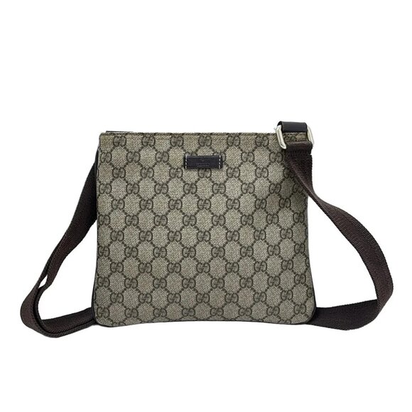 GUCCI GG Plus/GG Supreme Beige Dark Brown PVC Leather - Shoulder Bag 425-081325 - Picture 1 of 8